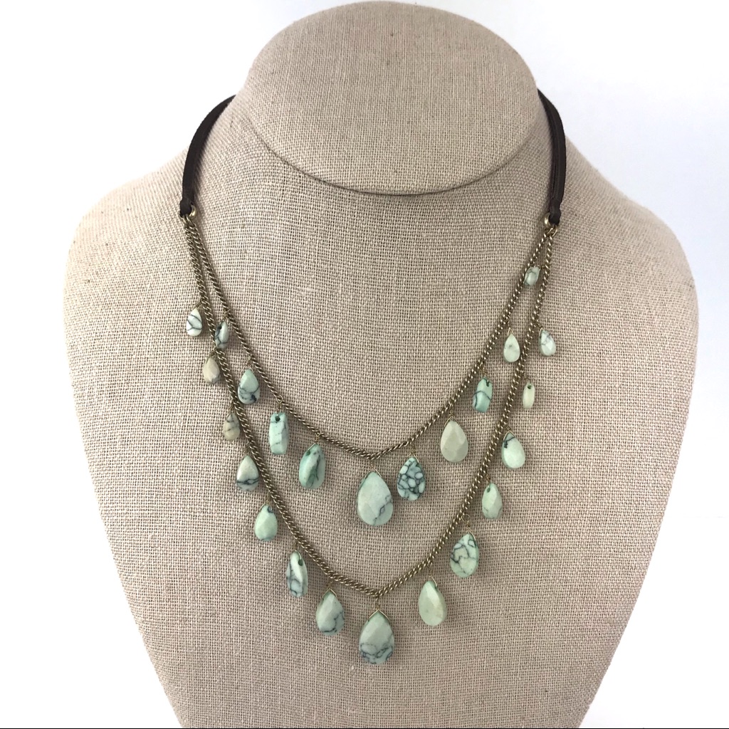 Kenneth Cole Green 2 Strand Necklace Leather 20$